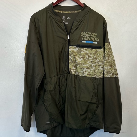 Mens Nike shield on field Carolina Panthers Hybrid salute 1/4 zip‎ pullover LG - Picture 1 of 4
